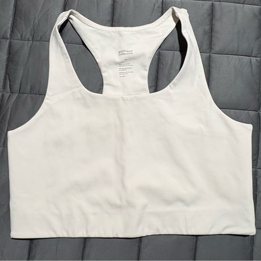 girlfriend collective White Racerback Crop Bra Top